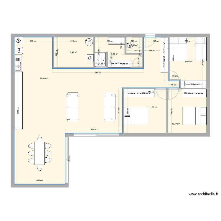 fc16. Plan de 7 pièces et 126 m2