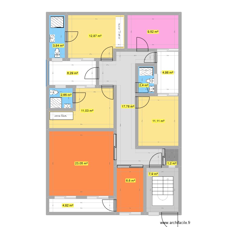 odiaoRDC6. Plan de 15 pièces et 126 m2