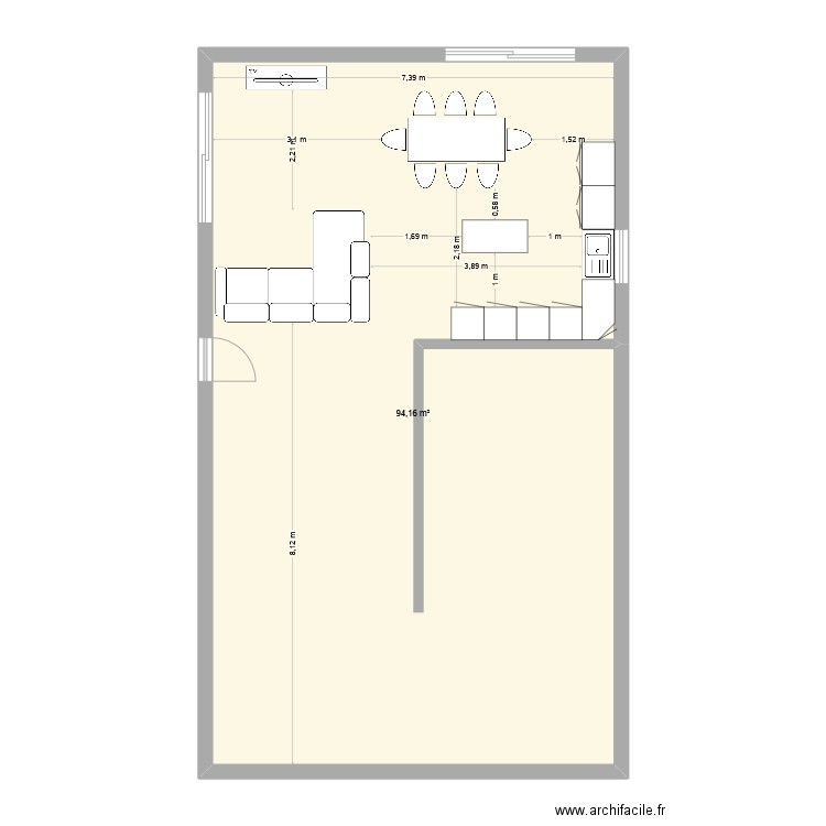 MAISON. Plan de 1 pièce et 94 m2