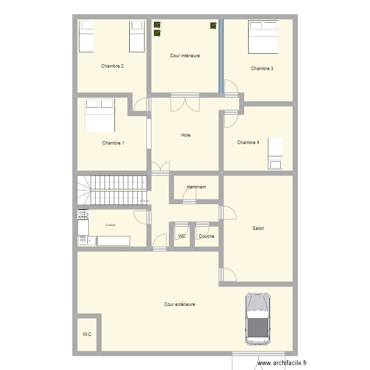 Masion Zelfana. Plan de 14 pièces et 239 m2