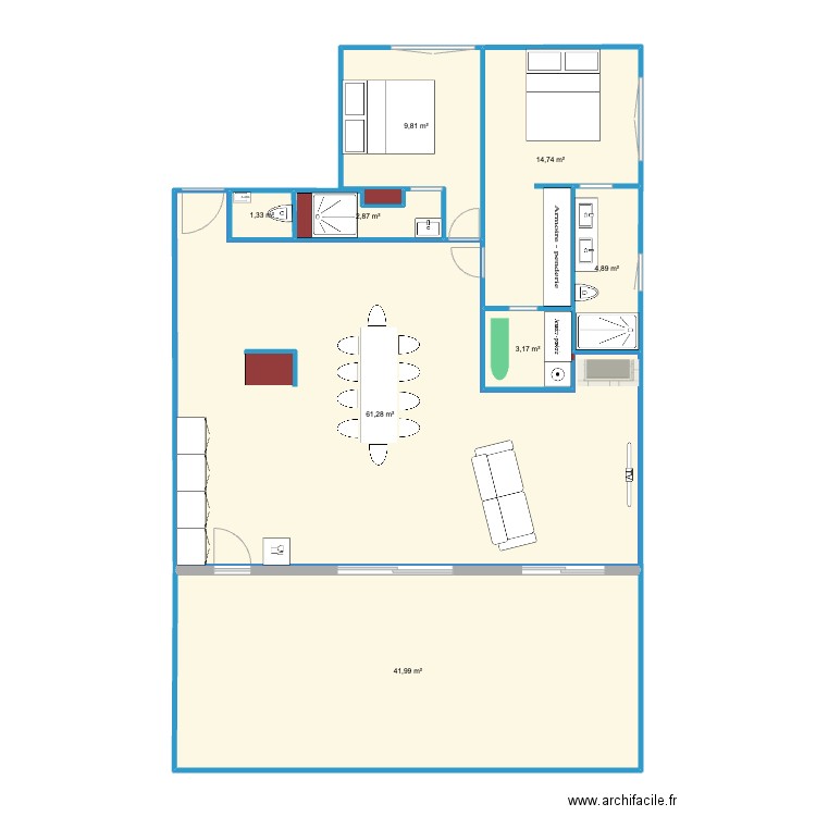 Farandole 2. Plan de 8 pièces et 140 m2