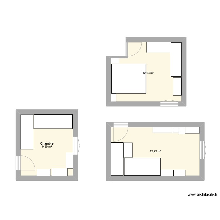 Saucats. Plan de 3 pièces et 35 m2