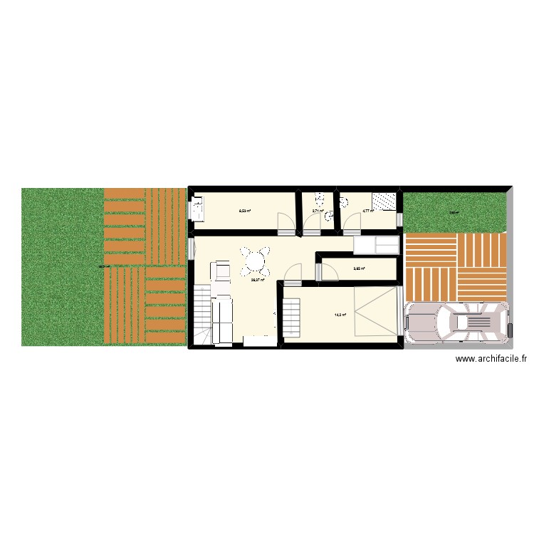 plan. Plan de 6 pièces et 60 m2