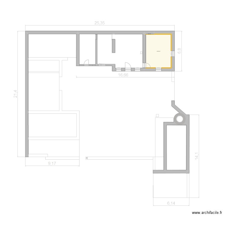 Maison. Plan de 2 pièces et 26 m2