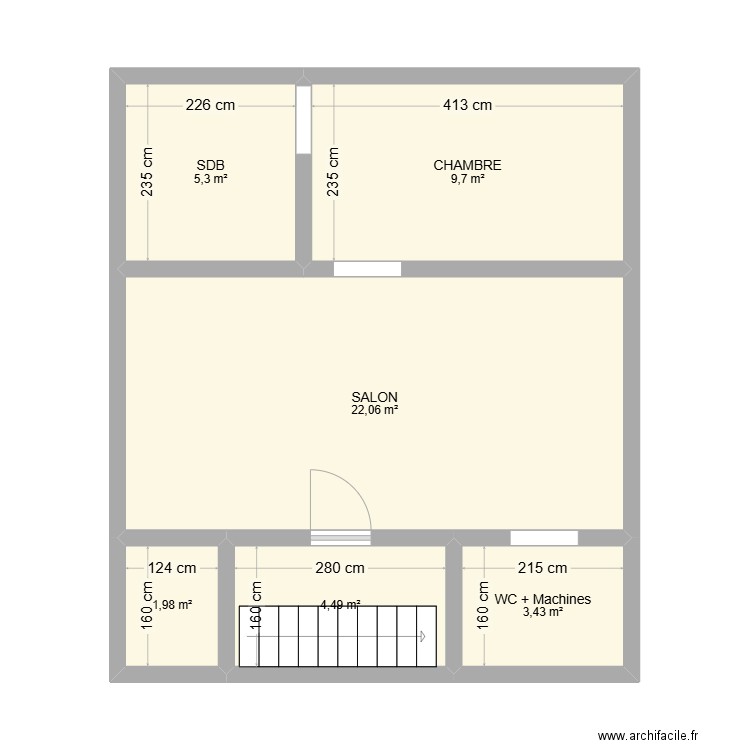 Grenier Finale. Plan de 6 pièces et 47 m2