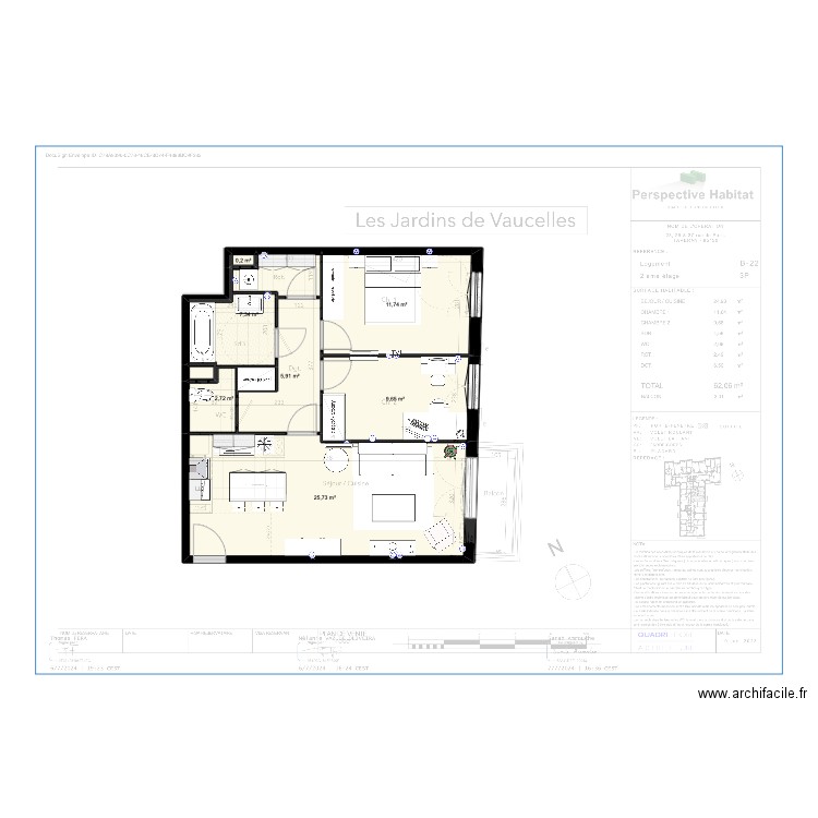 APPART THOMAS 2. Plan de 7 pièces et 63 m2