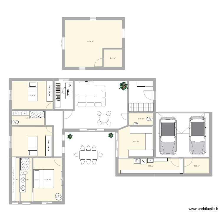 ma maison Meg. Plan de 12 pièces et 98 m2