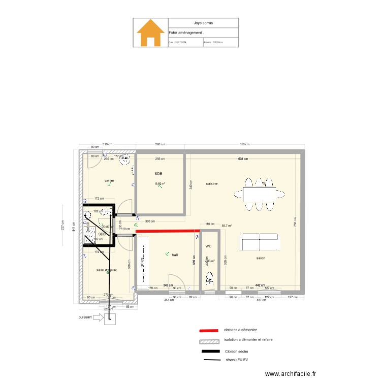 Joye sorrus 1. Plan de 4 pièces et 88 m2