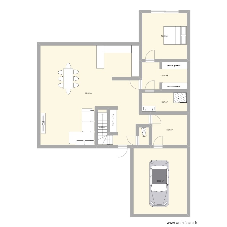 garage avancee2. Plan de 8 pièces et 140 m2