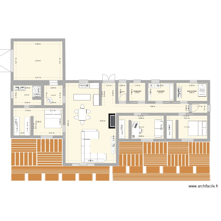 notre nid. Plan de 12 pièces et 155 m2