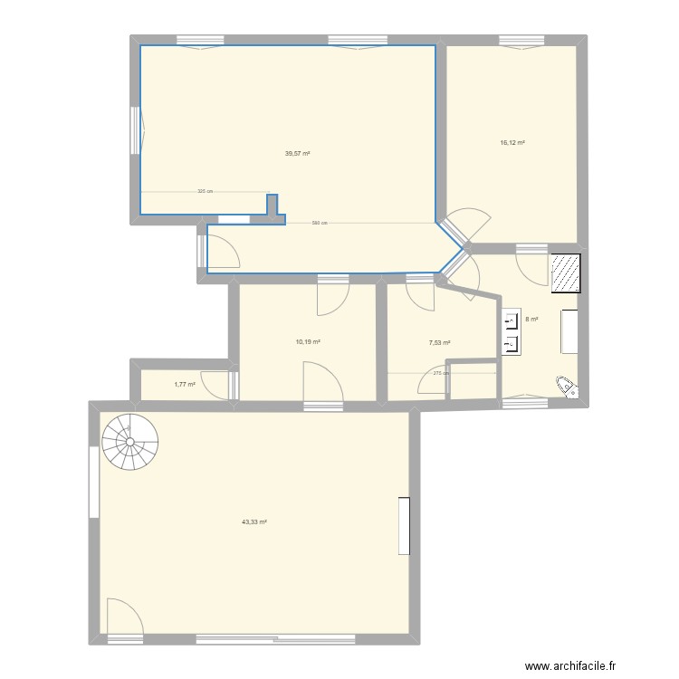 RDC Devant version 8. Plan de 7 pièces et 127 m2