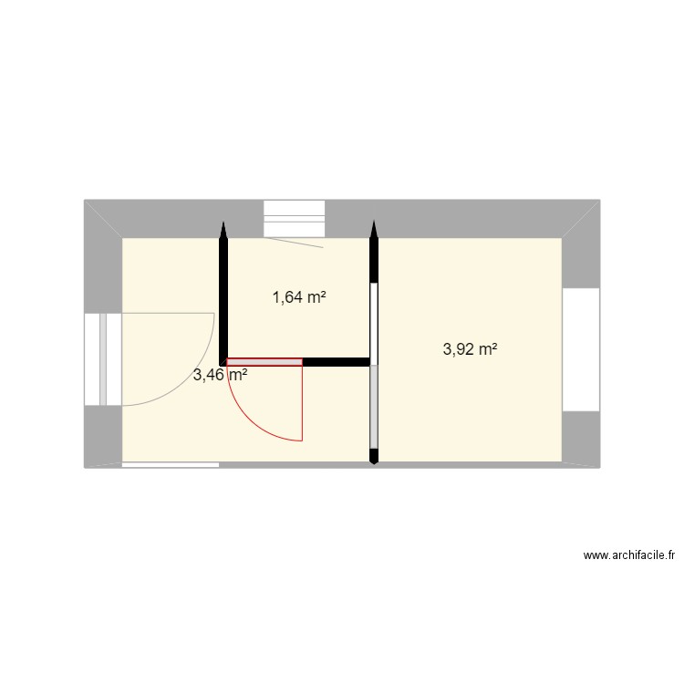 salle de bain. Plan de 3 pièces et 9 m2