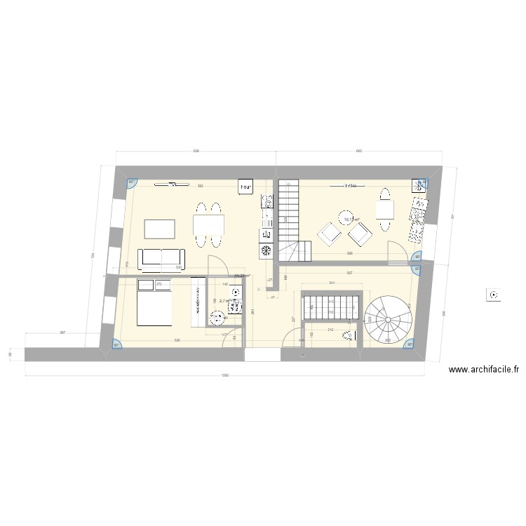 loc. Plan de 3 pièces et 77 m2