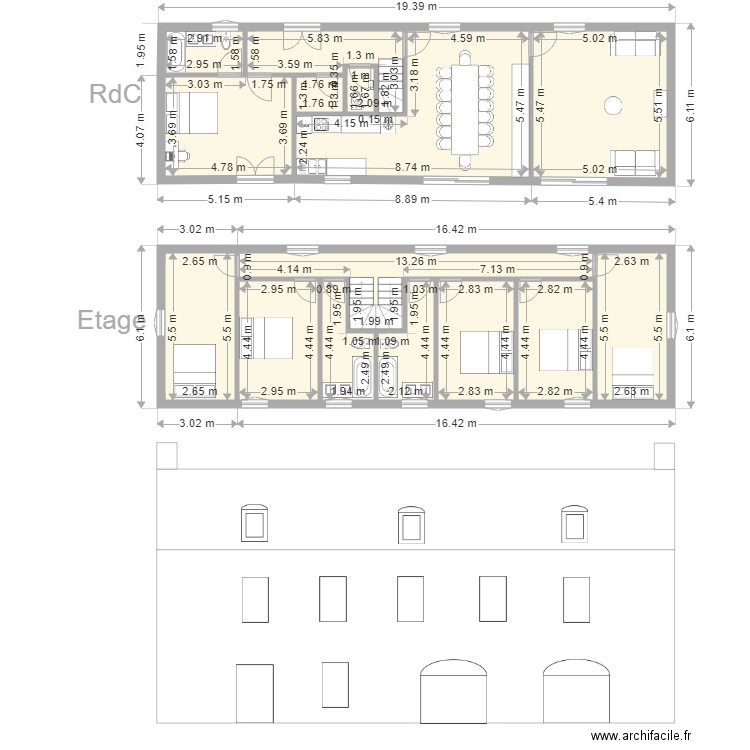 Annexe 17 Longère. Plan de 14 pièces et 195 m2