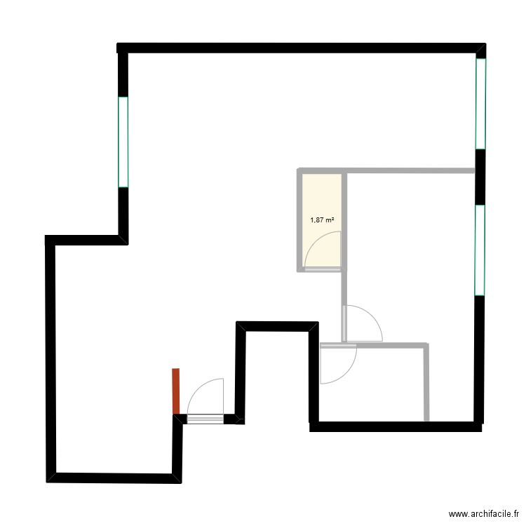 MontR 1. Plan de 1 pièce et 2 m2