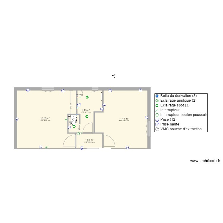 chambres etage 2. Plan de 4 pièces et 31 m2