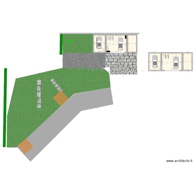 Garage avec appenti. Plan de 6 pièces et 168 m2