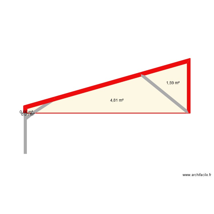 charpent bois. Plan de 4 pièces et 6 m2