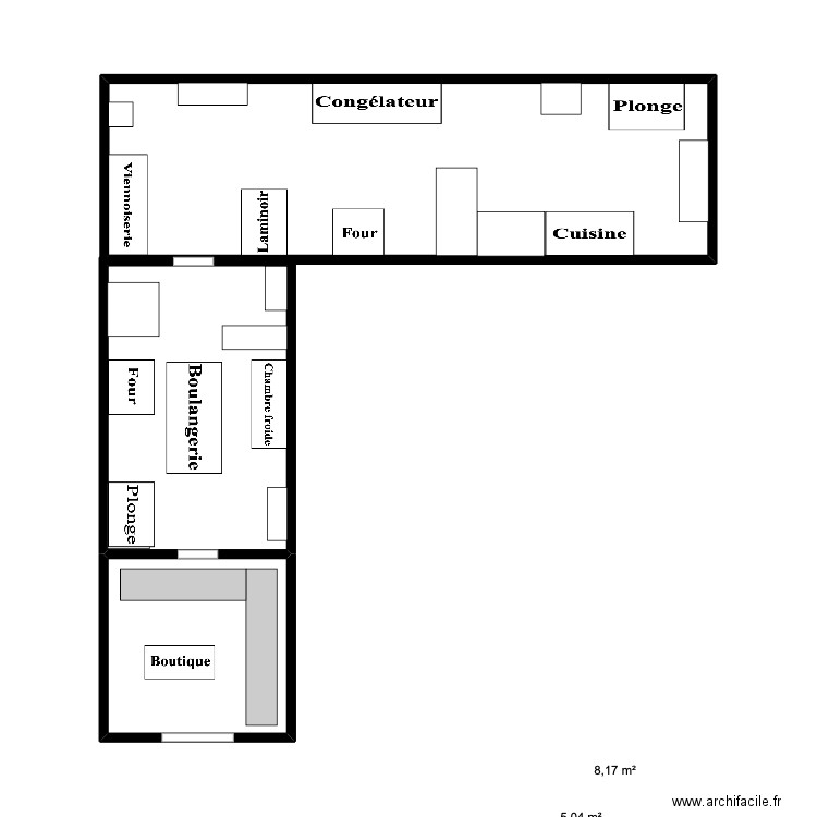 plan boutique . Plan de 3 pièces et 30 m2