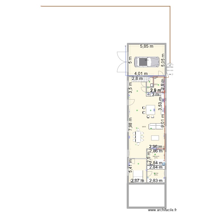 PLAN PROJET 1 BIEN V3 . Plan de 17 pièces et 251 m2