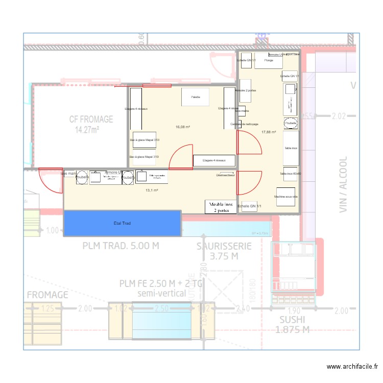 Vinay. Plan de 4 pièces et 53 m2