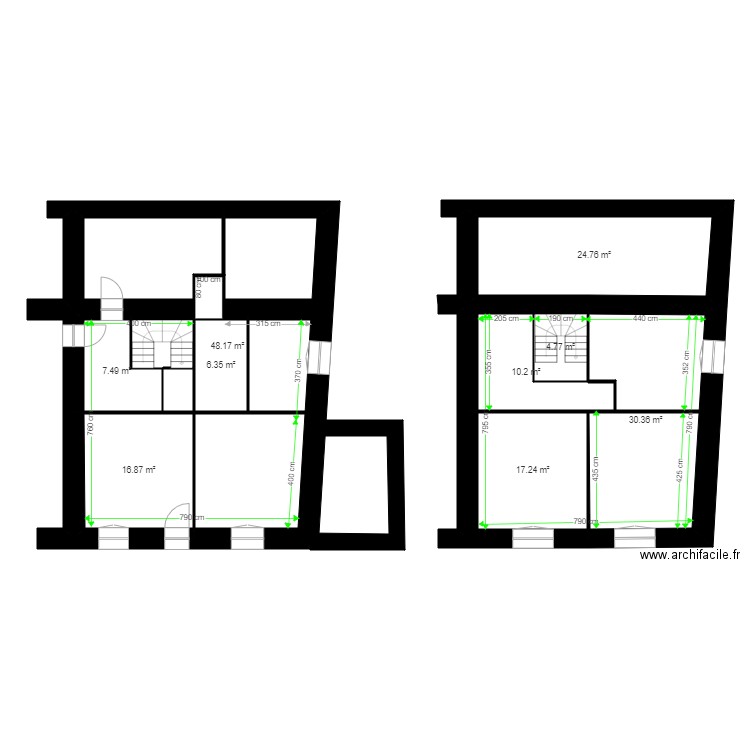 POULY. Plan de 9 pièces et 166 m2