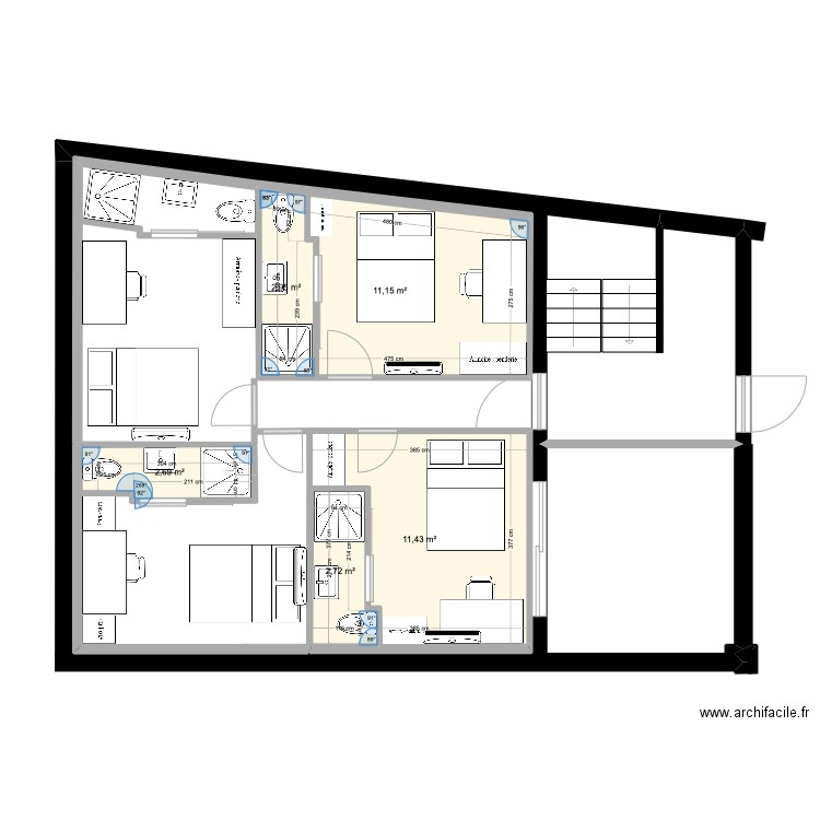 2èm G chambres/6. Plan de 5 pièces et 37 m2