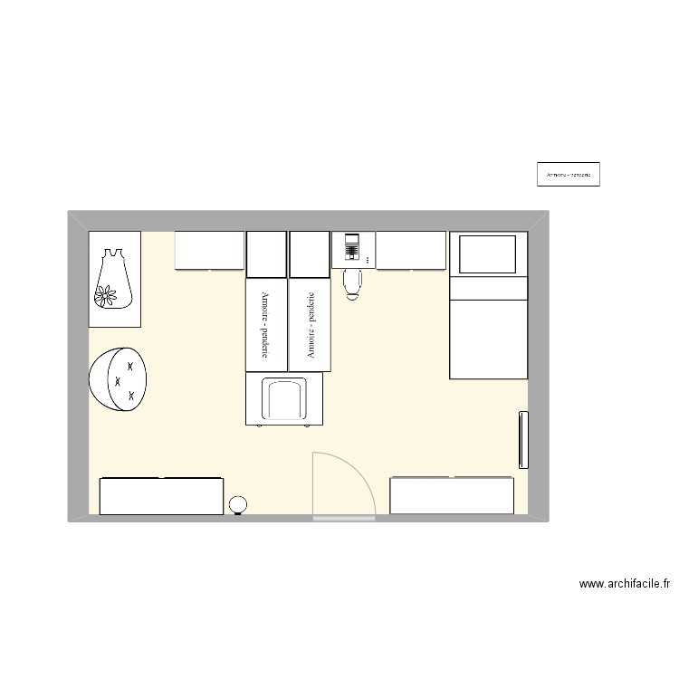 Maison-Chambre. Plan de 1 pièce et 20 m2