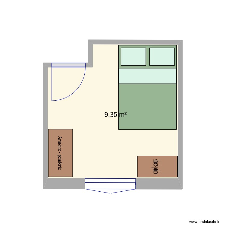 vero3. Plan de 1 pièce et 9 m2