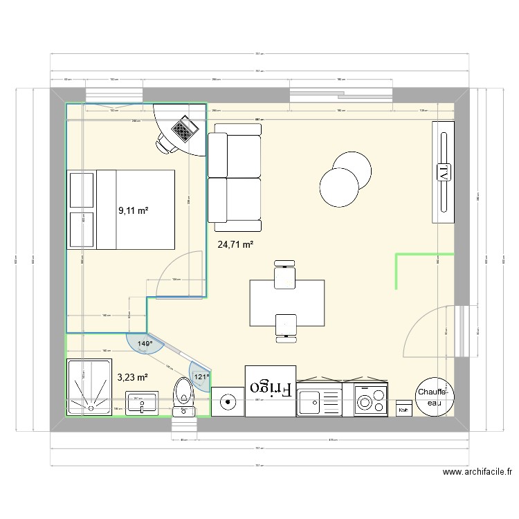 PLAN Mairie. Plan de 3 pièces et 50 m2