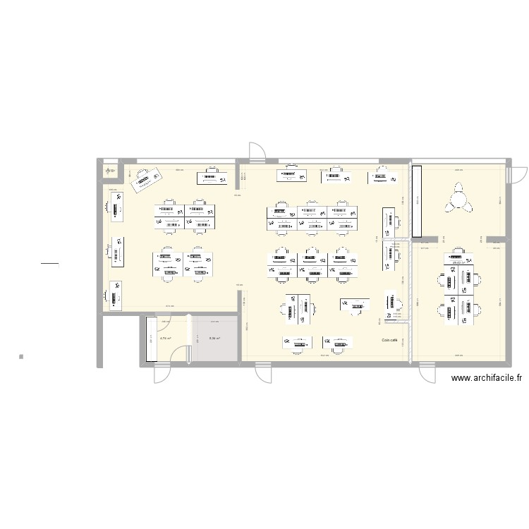 Nouveaux bureaux 2025. Plan de 5 pièces et 187 m2