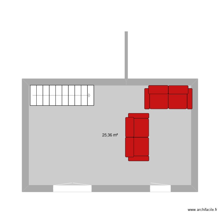 salon. Plan de 1 pièce et 25 m2