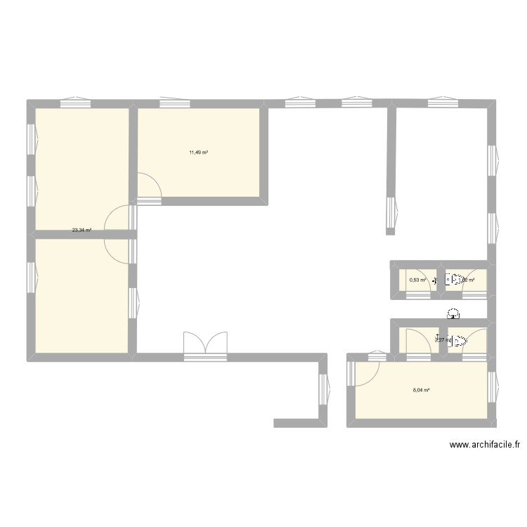 Asfalou MF Aile Ouest. Plan de 6 pièces et 47 m2