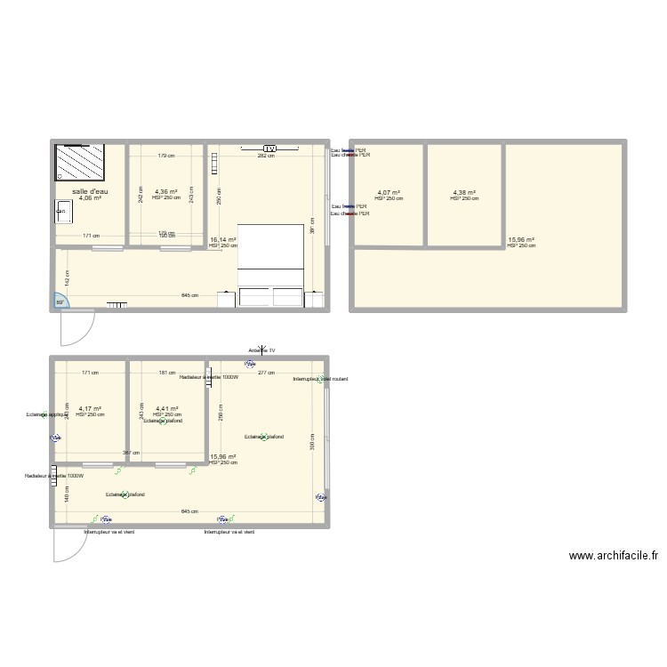 creation chambre. Plan de 9 pièces et 74 m2