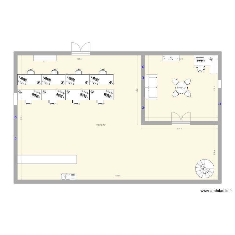 test001. Plan de 2 pièces et 138 m2