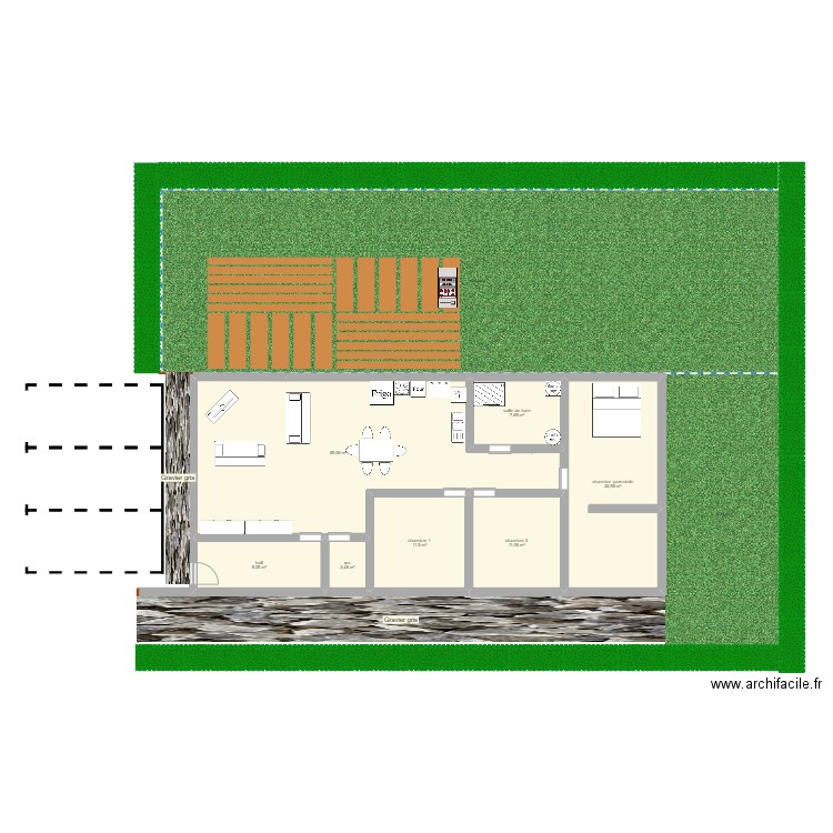 130 m2 habitable. Plan de 7 pièces et 121 m2