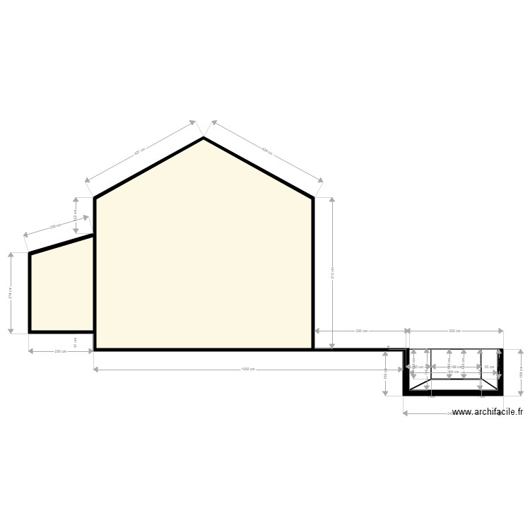 plan coupe piscine . Plan de 2 pièces et 50 m2