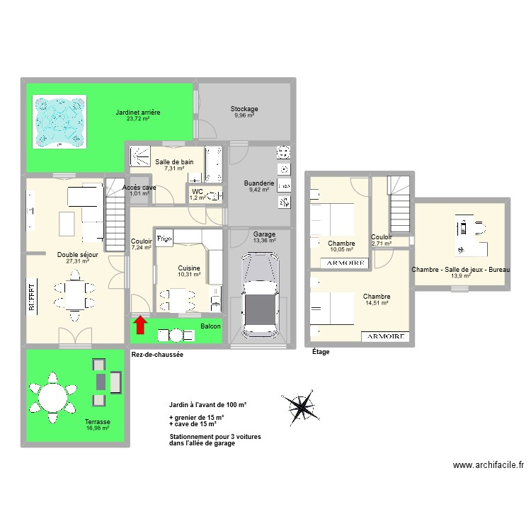 TALLEMENT. Plan de 18 pièces et 178 m2