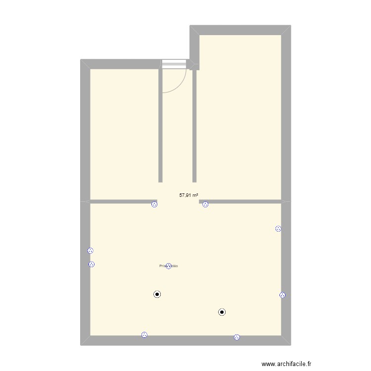 Triel sur Seine. Plan de 1 pièce et 58 m2