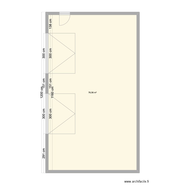 garage. Plan de 1 pièce et 77 m2