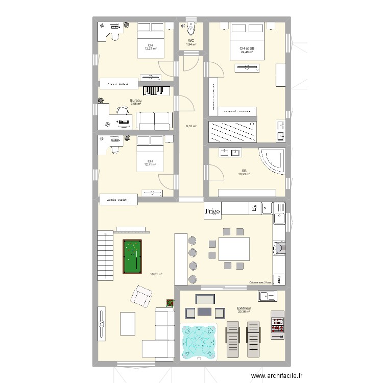 Maison de ronan. Plan de 14 pièces et 324 m2