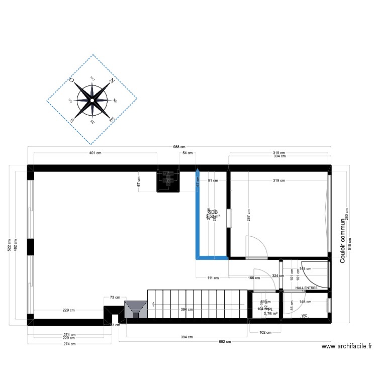 HARLET CAROLINE Projetée. Plan de 13 pièces et 57 m2