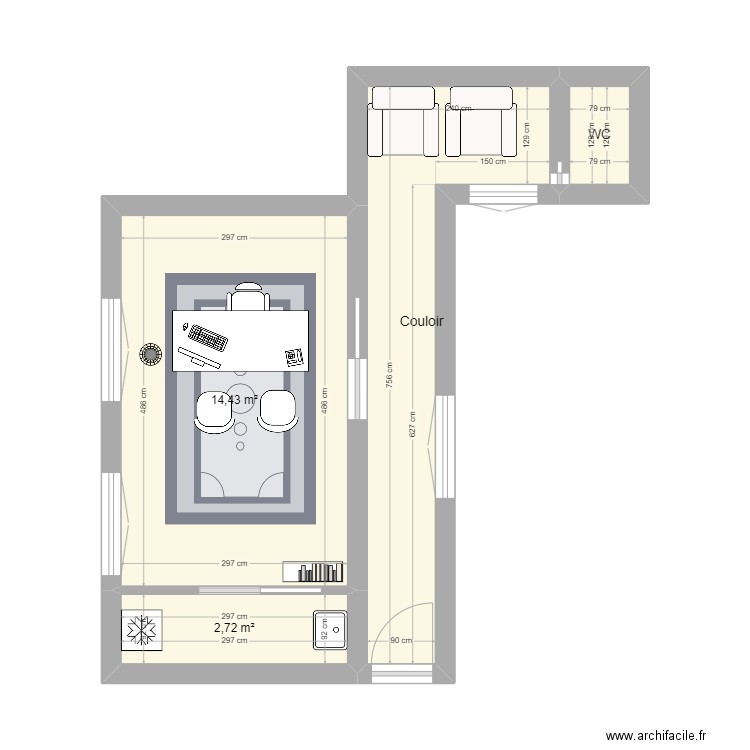 Cab original. Plan de 4 pièces et 27 m2