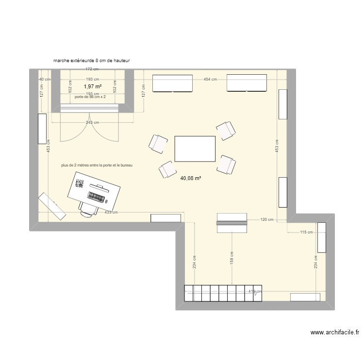 Boutique SCARPA Objat. Plan de 2 pièces et 42 m2