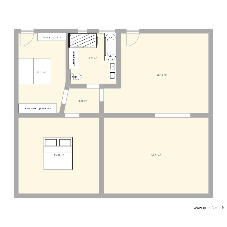 mogaburia rdc. Plan de 6 pièces et 109 m2