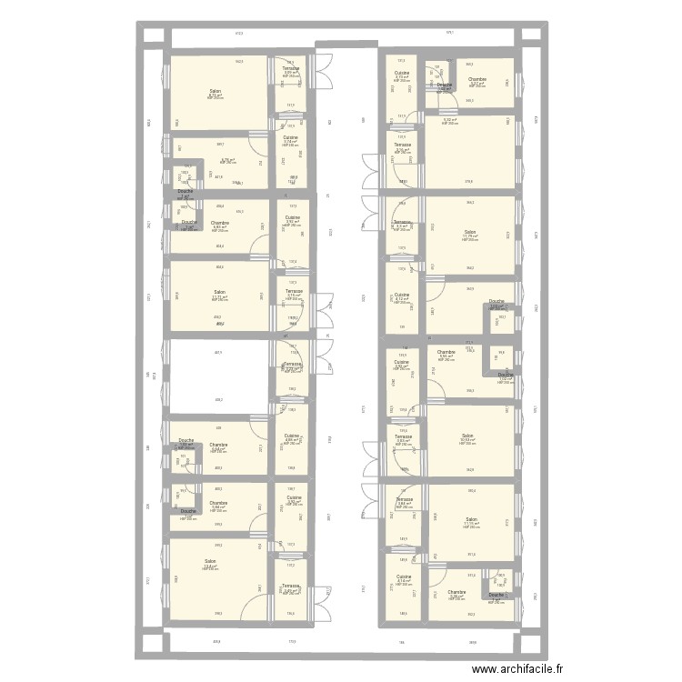 Location XR. Plan de 38 pièces et 267 m2