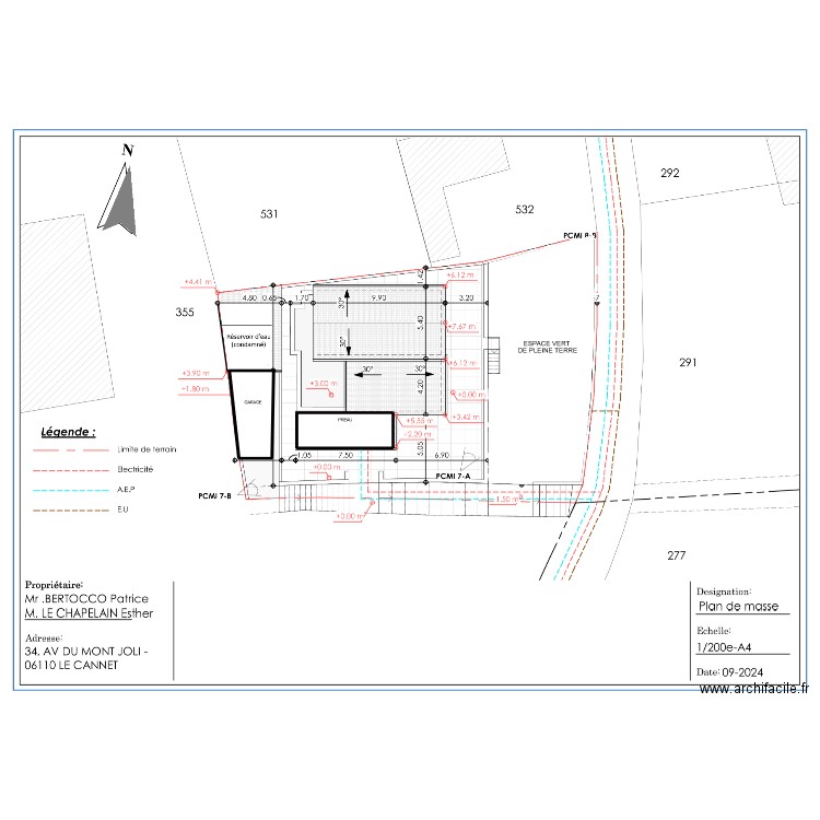 PCMI-2 BASE SANS COULEURS. Plan de 5 pièces et 202 m2