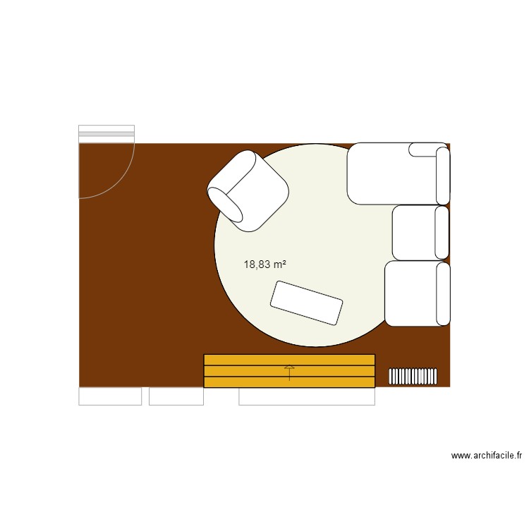 Salon v3. Plan de 1 pièce et 19 m2