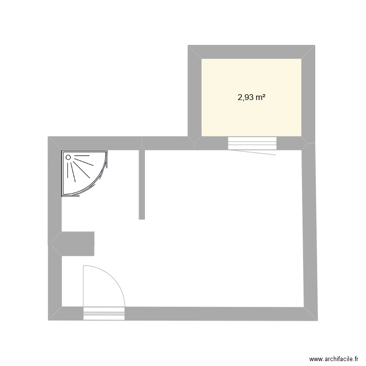 47699. Plan de 1 pièce et 3 m2