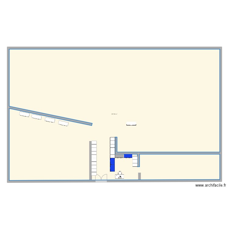 Local -4/100. Plan de 1 pièce et 398 m2